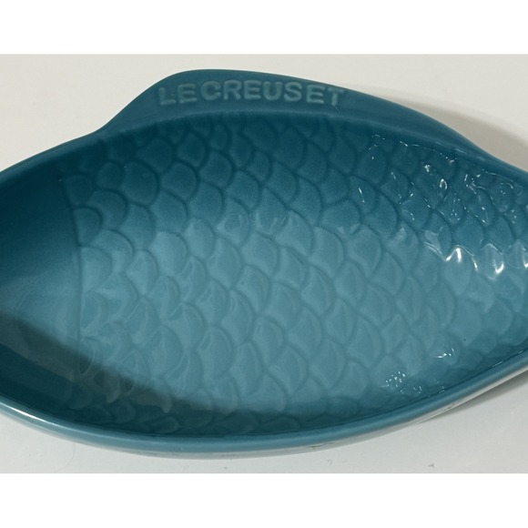 Le Creuset Caribbean Blue Small Fish Dish - Discontinued Color - Stoneware - VTG - Picture 6 of 13